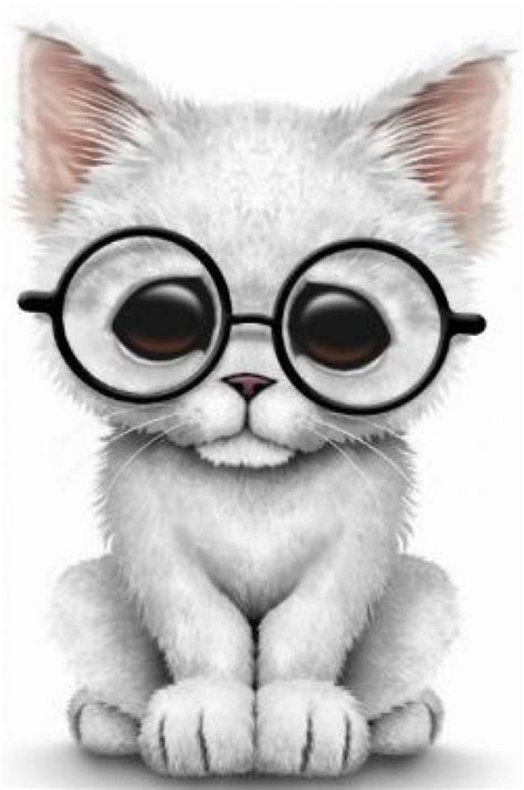 White Kitten in Glasses #cutedrawing #cute #drawing #cat | Cute