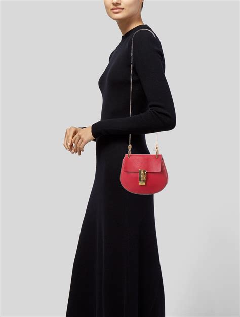 Chloé Pebbled Drew Crossbody Red Shoulder Bags Handbags Chl37150