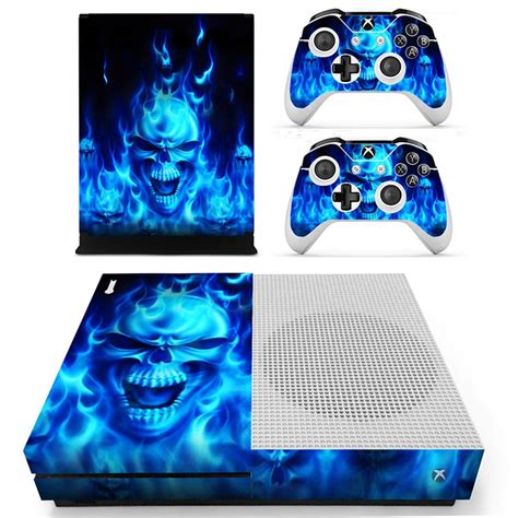 Homereally For Xbox One S Skin Blue Skull Flame Custom Sticker Cover