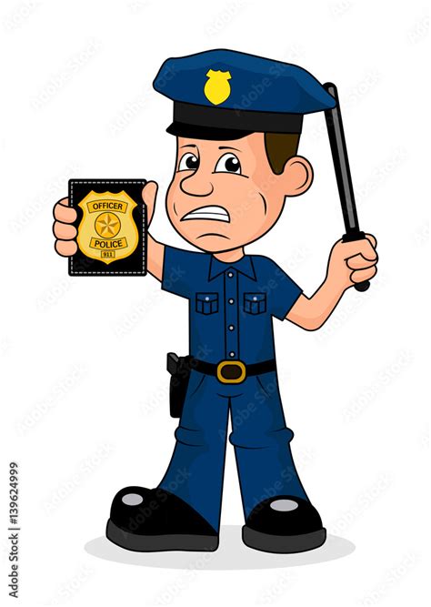 Angry Police Officer Vector Illustration Stock Vector Adobe Stock