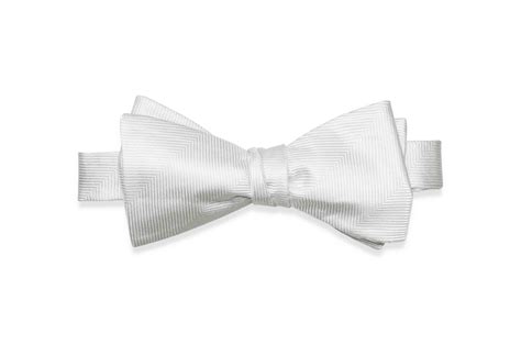 White Herringbone Silk Bow Tie Self Tie Aristocrats Bows N Ties