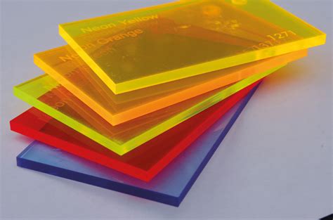 Fluorescent Cast Acrylic 3mm Sheet 600 X 400mm Assorted Pack Of 5 Assorted Cast Acrylic