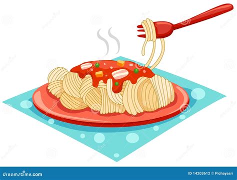 A Plate Of Spaghetti With Fork Stock Photography Image 14203612