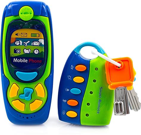 Cell Phone And Key Toy Set For Kids Pretend Play Electronic Learning