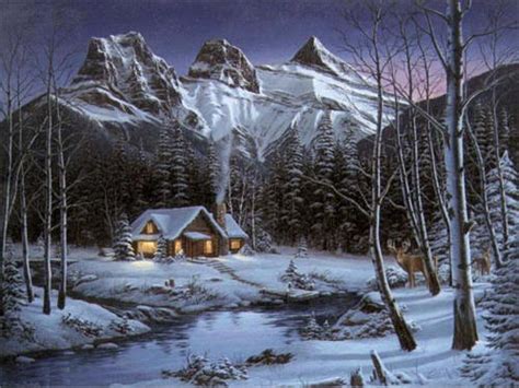 Old Paintings Of Cabins Winter Cabin Paintings Cabin In