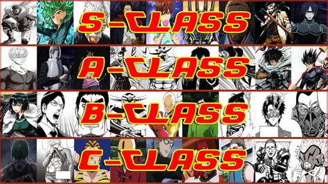 current heroes ranking in each class one punch man youtube