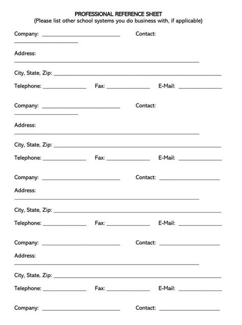 Free Reference Page Sheet Templates Word Pdf