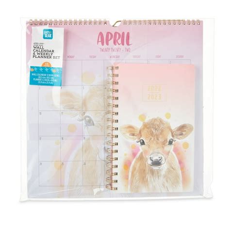 Pengear Wall Calendar And Weekly Planner Set Cow April 2022 June 2023