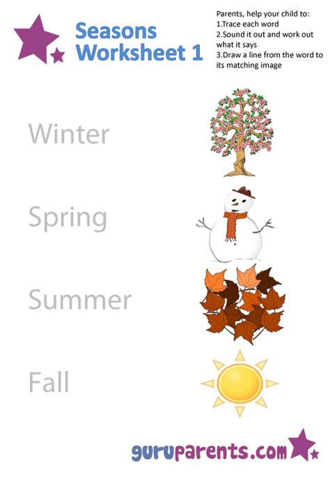 seasons worksheets guruparents