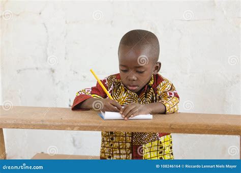 African Black Ethnicity Boy Studying Portrait Shot Stock Photo Image