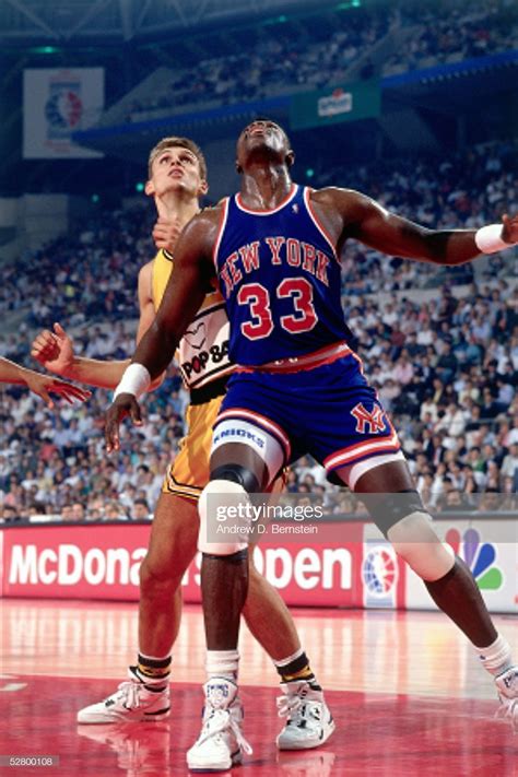 Patrick Ewing Of The New York Knicks Gets Rebound Position During The