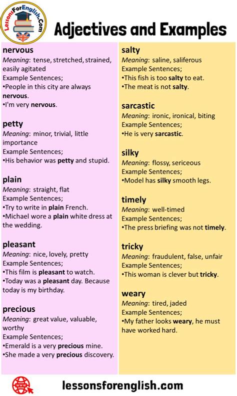 40 Adjectives Definition And Example Sentences Lessons For English