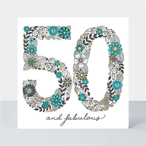 Floral Fabulous 50th Birthday Card Karenza Paperie