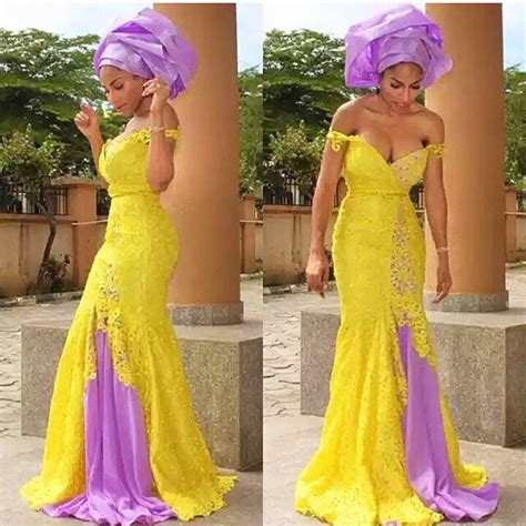 Yellow African Fashion Evening Dresses Long Off Shoulder Mermaid