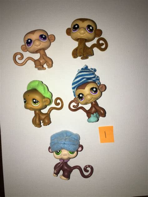 Littlest Pet Shop Set Of 5 Standing Monkeys Lps Lot 3 Ebay