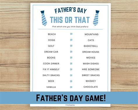 Fathers Day This Or That Fathers Day Game Etsy