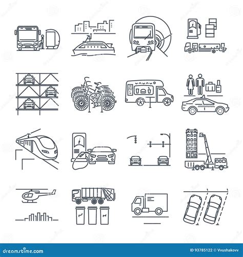 Set Of Thin Line Icons Municipal City Transport Utility Stock Vector