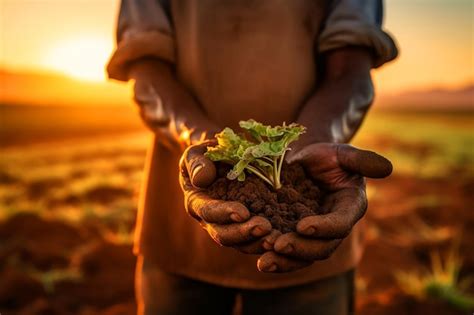 Una Persona Que Sostiene Una Planta En Sus Manos Foto Premium