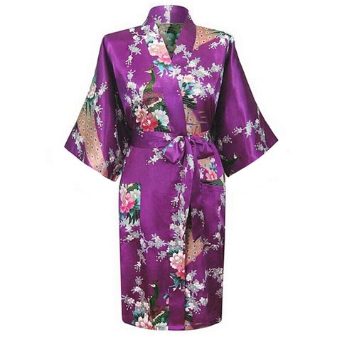 Sexy Purple Chinese Female Silk Rayon Robe Gown Vintage Kimono Yukata Summer Casual Nightgown