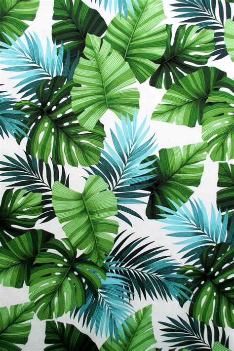Fabric Leaves Of Lihue Green Hawaiian Leaves On Off White Etsy España