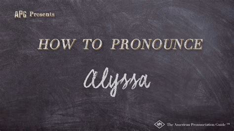 How To Pronounce Alyssa Real Life Examples Youtube
