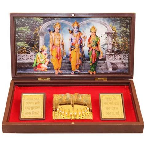 Goldtideas Ram Darbar Photo Frame With Charan Paduka 24k Gold