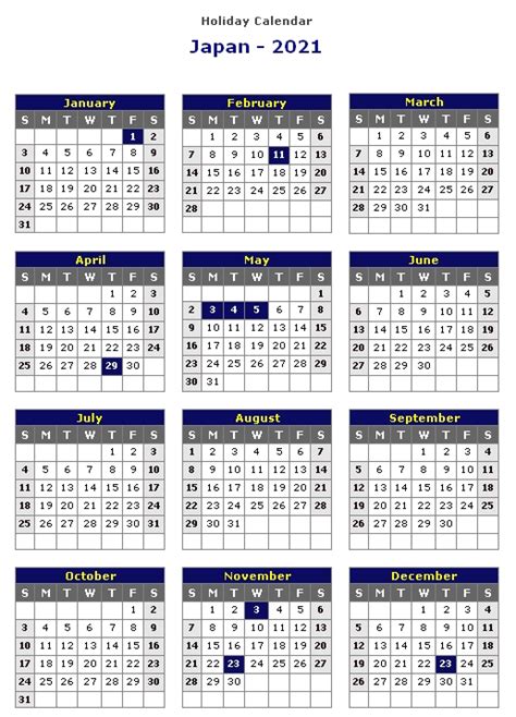 Calendar 2021 Japan Holidays Qualads