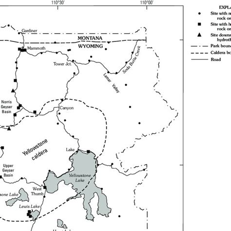 Map Of Yellowstone National Park Showing Sampling Sites For Scat