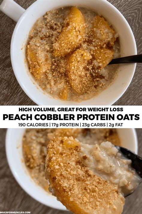 At the same time, not increase the overall calories a great deal. High Volume Peach Cobbler Protein Oatmeal - Mugs for ...