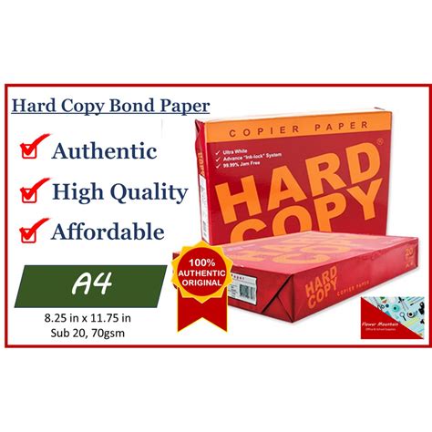 Hard Copy Bond Paper A4 1 Ream 500 Sheets Shopee Philippines