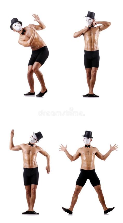 The Naked Muscular Mime Isolated On White Stock Photo Image Of Male