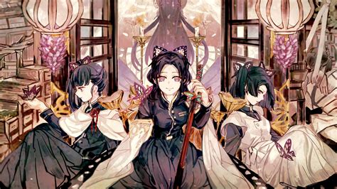 Demon Slayer Aoi Kanzaki Kanao Tsuyuri Shinobu Kochou With Sword