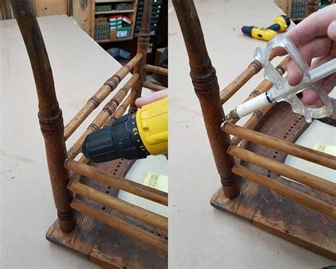Injecting Glue Into A Loose Chair Joint Furniture Repair Ladder Back