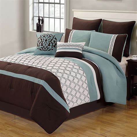 Comforters, duvets, & bedding sets. Tolbert 8-Piece King Comforter Set In Blue/brown/ivory in ...