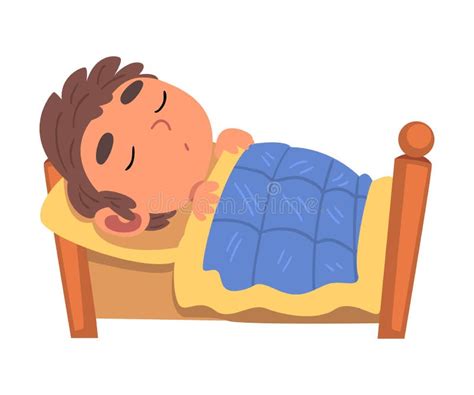 Boy Sleeping In His Bed Schoolboy Daily Routine Activity Cartoon