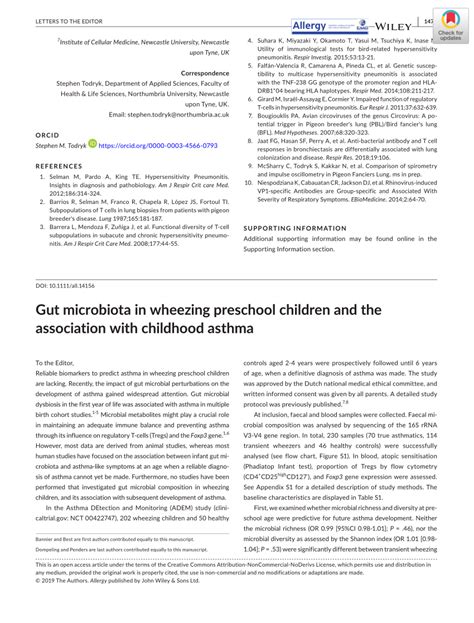 Pdf Gut Microbiota In Wheezing Preschool Children And The Association