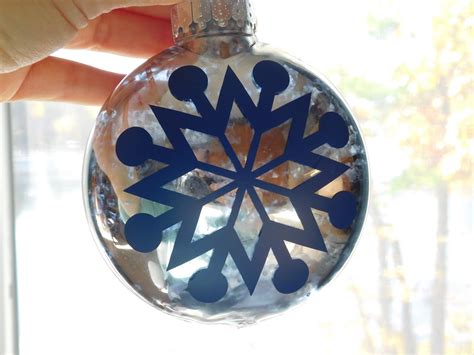 Faux Mercury Glass Ornament With Vinyl Snowflakes