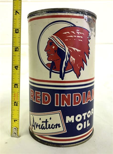 1940s Red Indian 1 Qt Aviation Oil Can