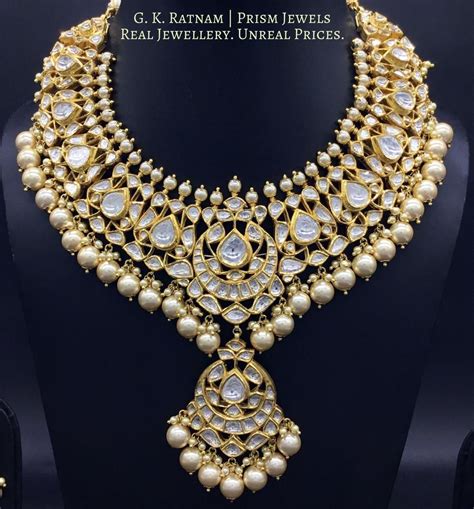 18k Gold And Diamond Polki Vintage Necklace Set With Syndicate Uncut