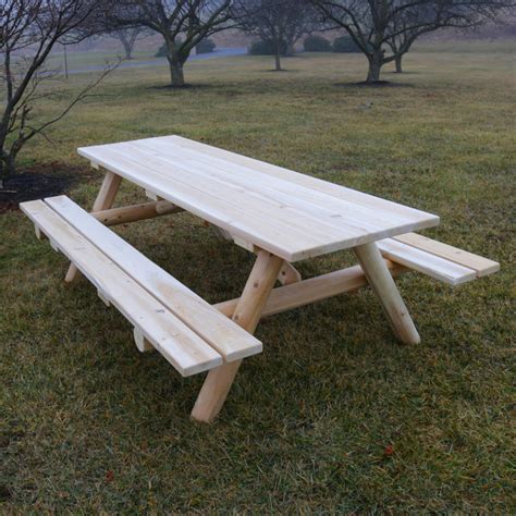 White Cedar Log Amish Picnic Table Log Furniture Cabinfield