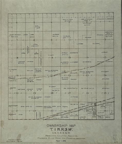 1926 Maricopa County Arizona Land Ownership Plat Map T1n R3w Arizona