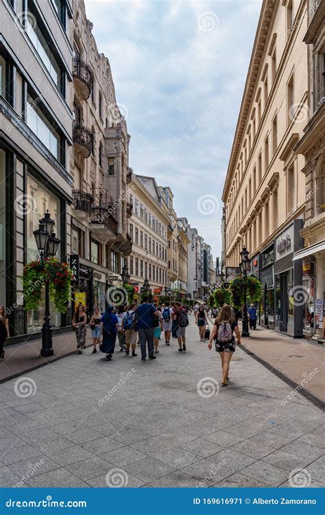 Vaci Utca Main Street In Budapest Hungary Editorial Photo Image Of