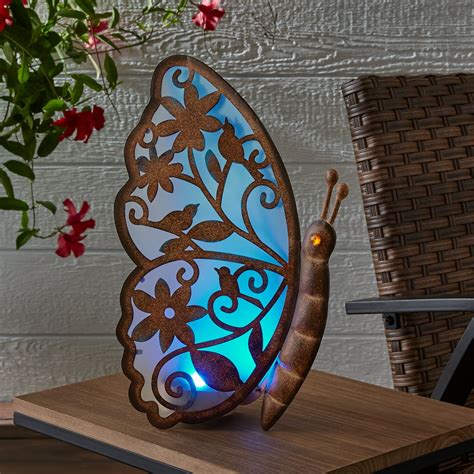 Better Homes And Gardens Solar Powered Light Up Metal Decor Butterfly