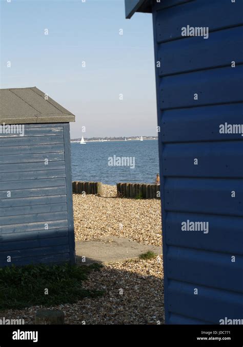 Beach Huts On Calshot Beach Southampton Hampshire England Uk Stock