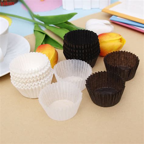 100pcs Solid Color Whitecoffee Baking Muffin Cupcake Paper Cups Liner