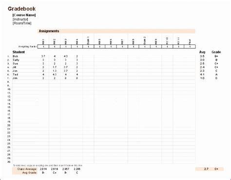 10 Microsoft Excel Gradebook Template Excel Templates