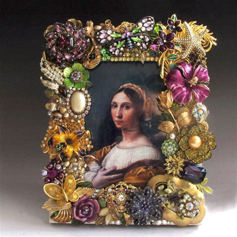 Jeweled Picture Frame Purple Gold Handcrafted Of Vintage Etsy Vintage