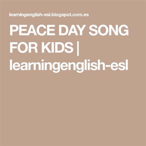 A song of peace for kids | jack hartmann. PEACE DAY SONG FOR KIDS | learningenglish-esl | Kids songs, Peace songs, Songs