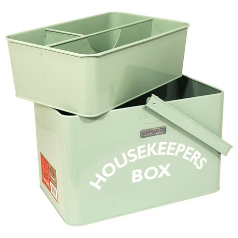 Bentley Duck Egg Retro English Heritage Housekeepers Box And Removable