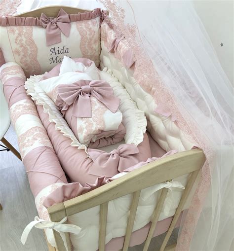Royal Luxury Baby Bedding Set In Dusty Rose Color Pink Crib Etsy